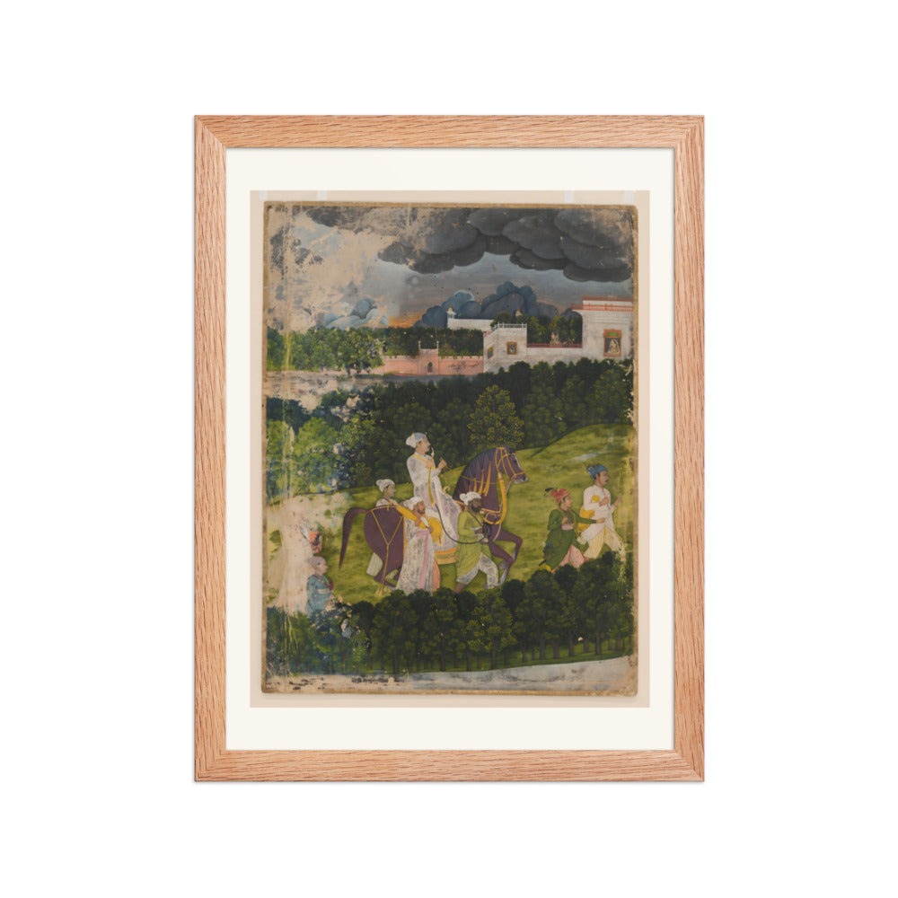 A Nawab in a Landscape — Restored Mughal Wall Art — view 4