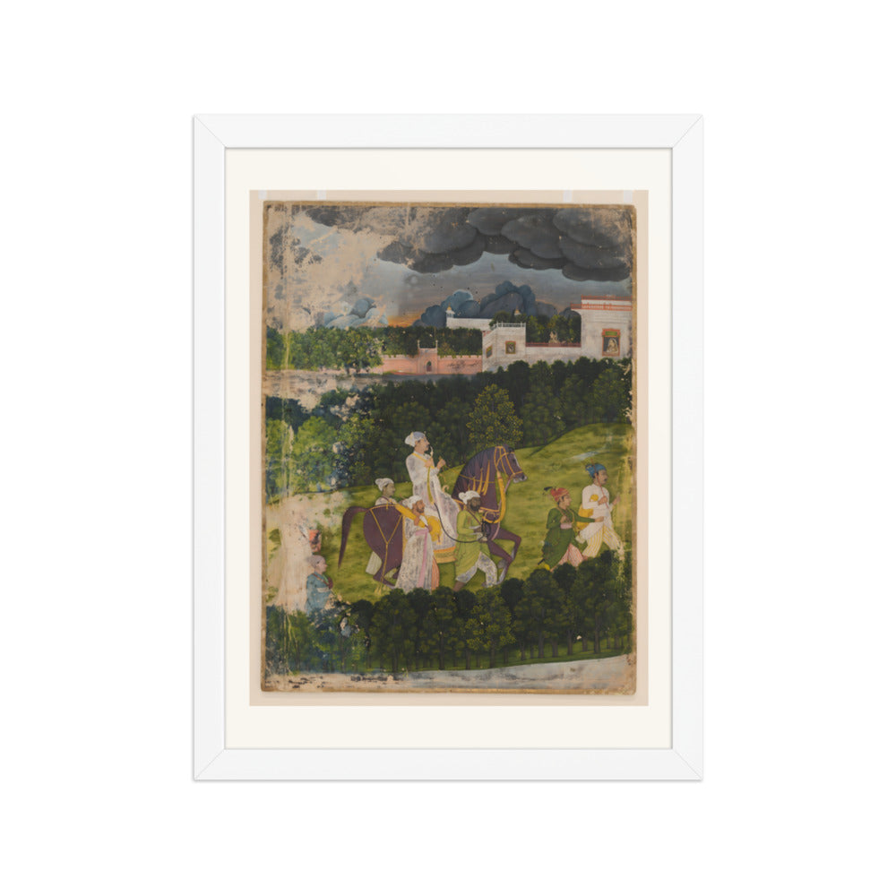 A Nawab in a Landscape — Restored Mughal Wall Art — view 6