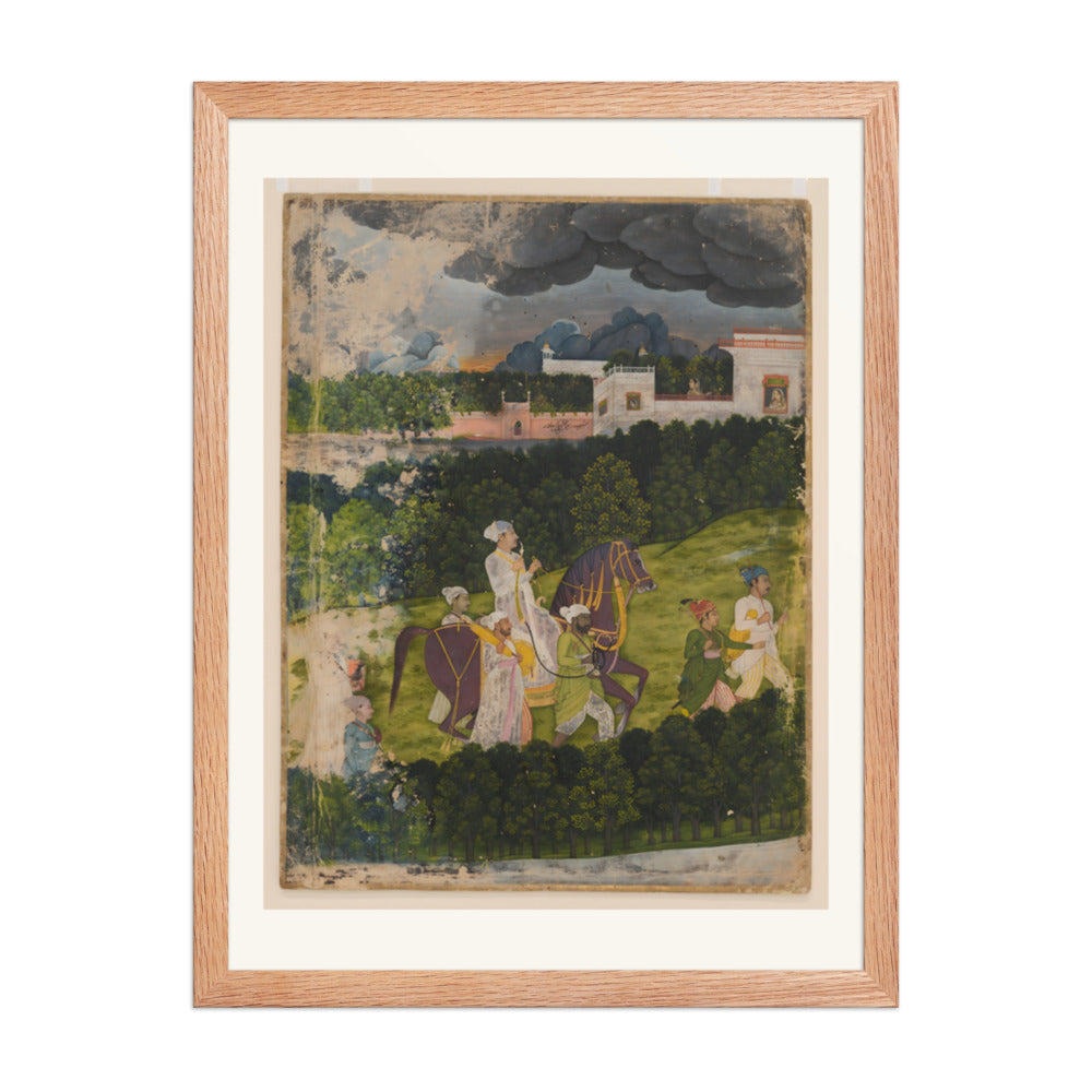 A Nawab in a Landscape — Restored Mughal Wall Art — view 3