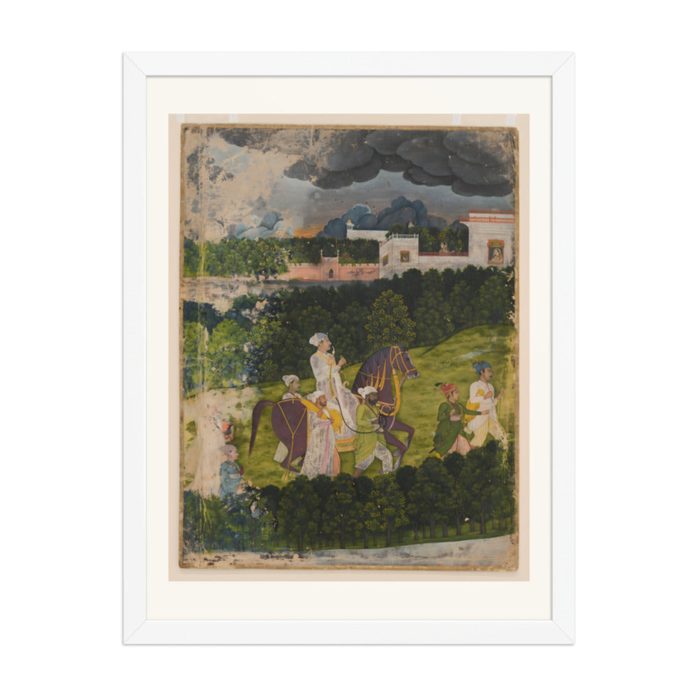 A Nawab in a Landscape — Restored Mughal Wall Art — view 5