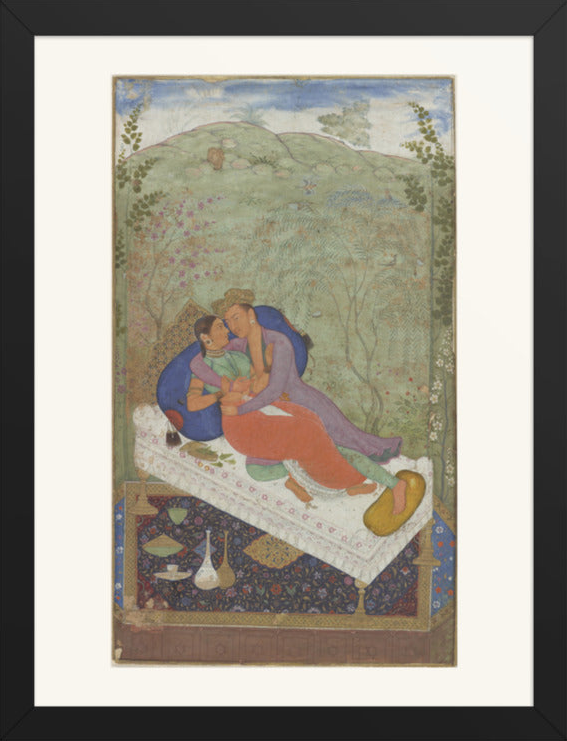 Sultan Murad and a Consort — Restored Mughal Wall Art — view 8