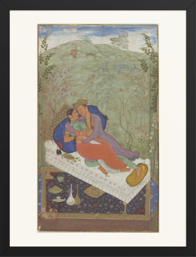 Sultan Murad and a Consort — Restored Mughal Wall Art — view 9