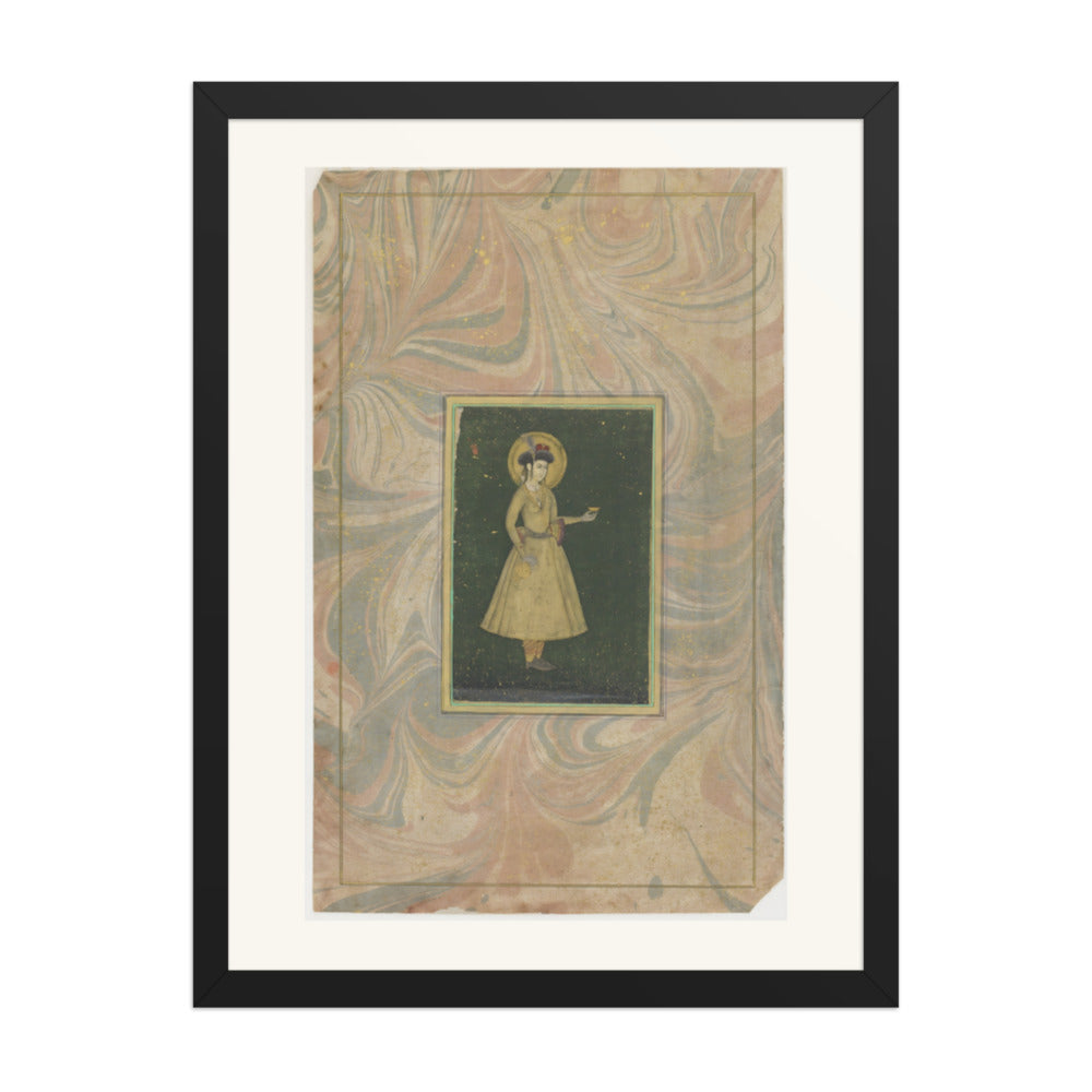 A Princess with a Wine Cup — Restored Mughal Wall Art — view 1