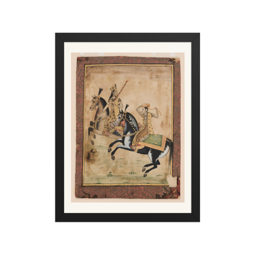 A Prince and Princess Riding — Restored Mughal Wall Art — view 2
