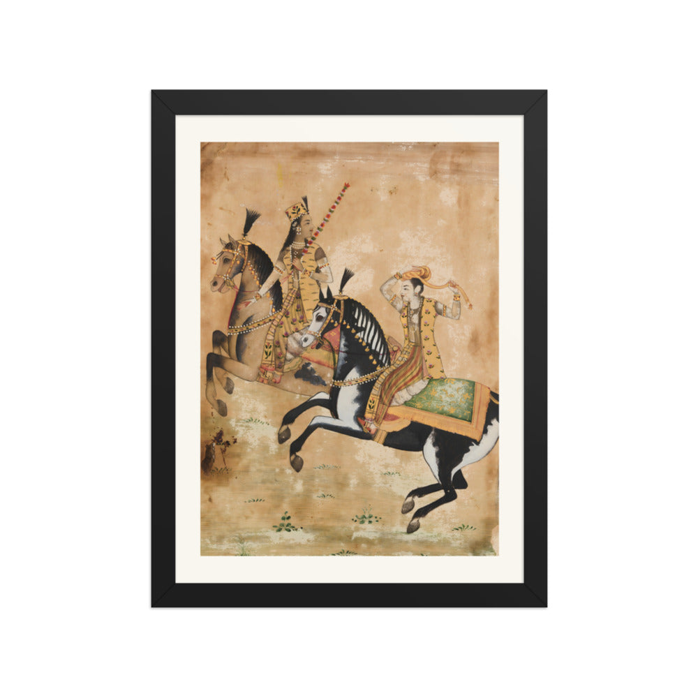 A Prince and Princess Riding — Restored Mughal Wall Art — view 2