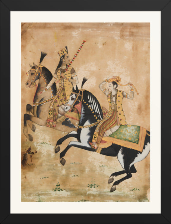 A Prince and Princess Riding — Restored Mughal Wall Art — view 8