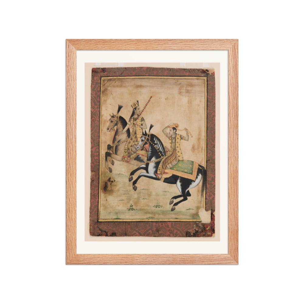 A Prince and Princess Riding — Restored Mughal Wall Art — view 4