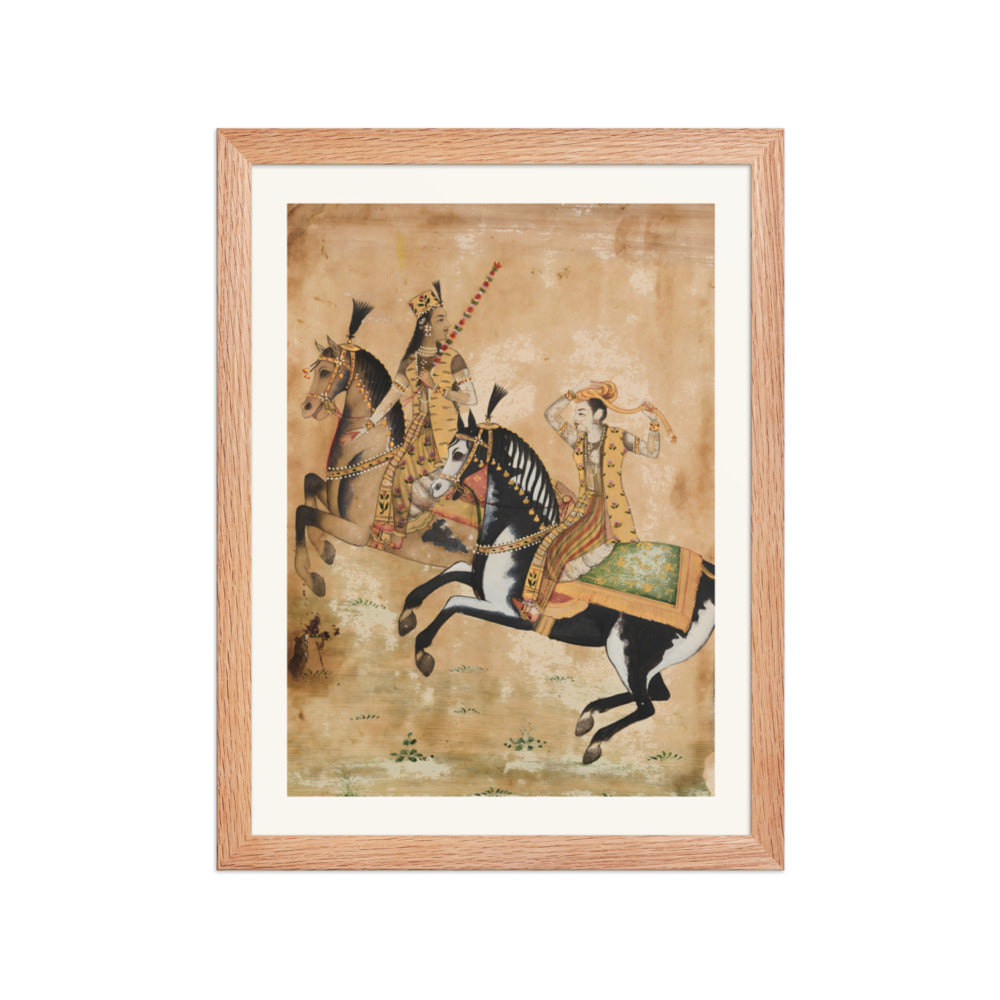 A Prince and Princess Riding — Restored Mughal Wall Art — view 4
