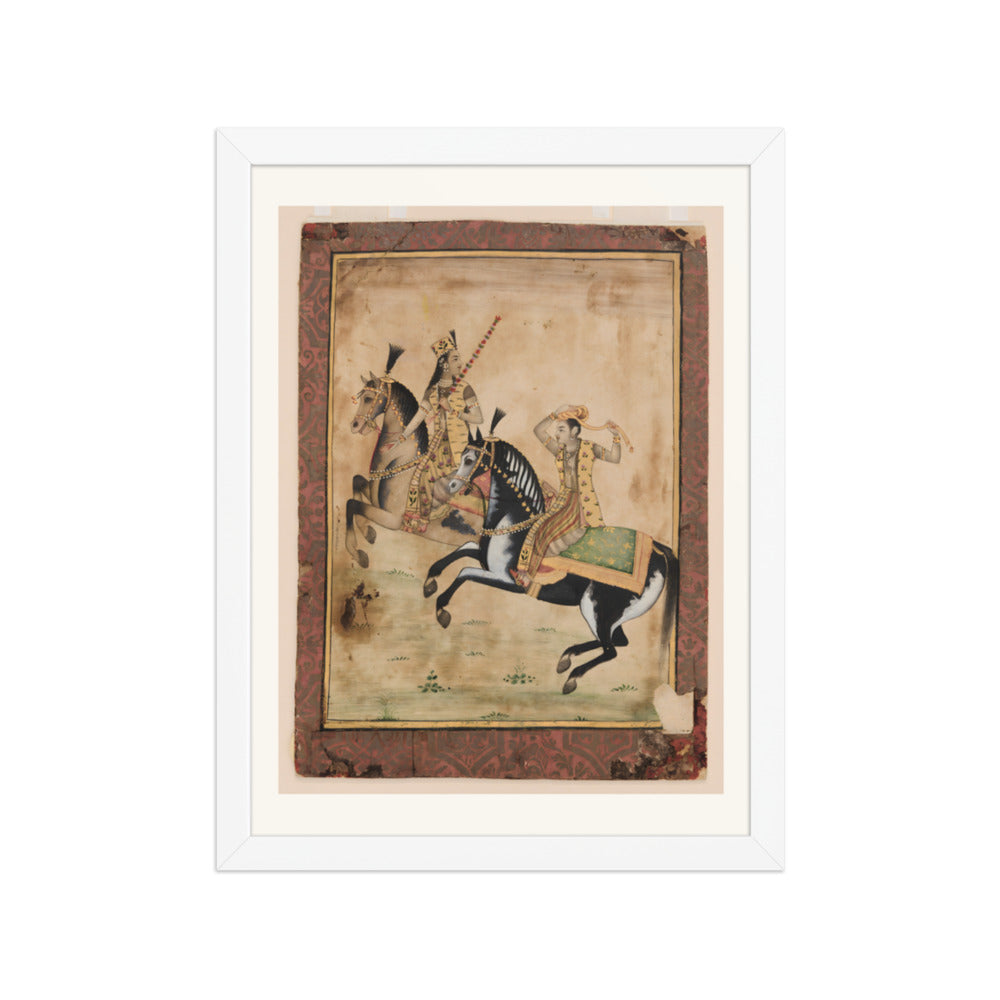 A Prince and Princess Riding — Restored Mughal Wall Art — view 6