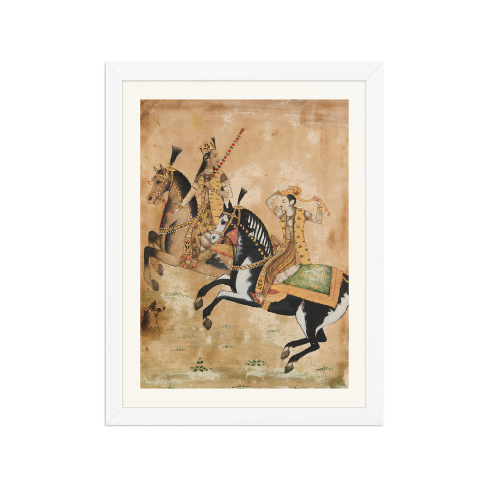 A Prince and Princess Riding — Restored Mughal Wall Art — view 6