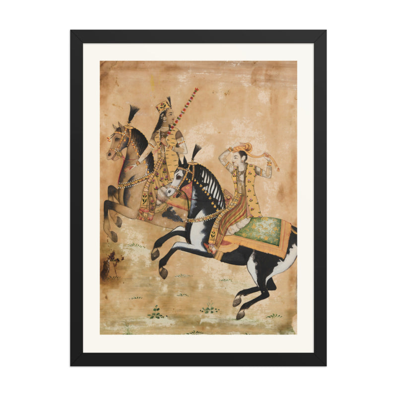 A Prince and Princess Riding — Restored Mughal Wall Art