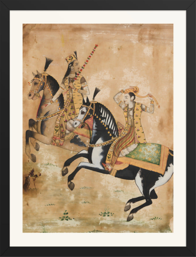 A Prince and Princess Riding — Restored Mughal Wall Art — view 9
