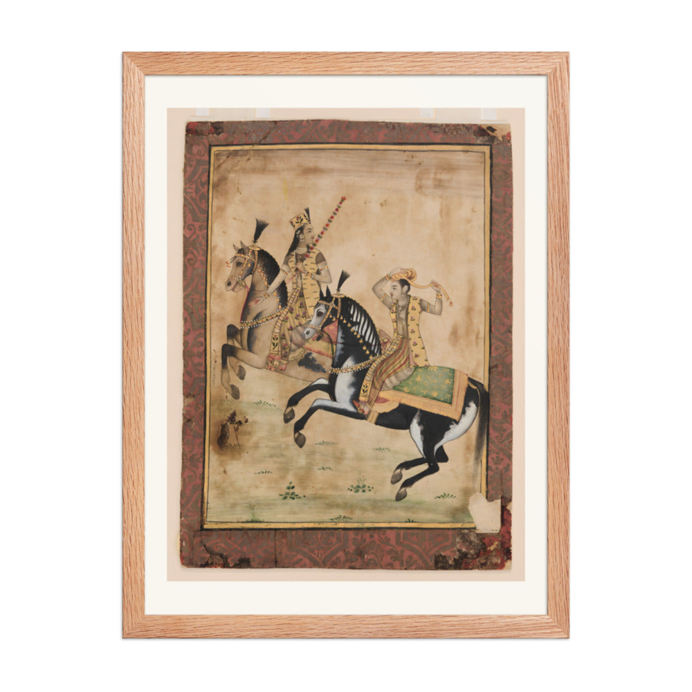 A Prince and Princess Riding — Restored Mughal Wall Art — view 3