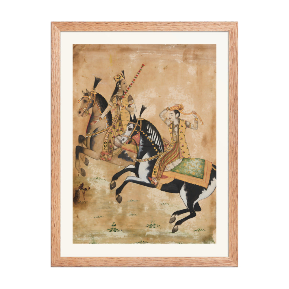 A Prince and Princess Riding — Restored Mughal Wall Art — view 3