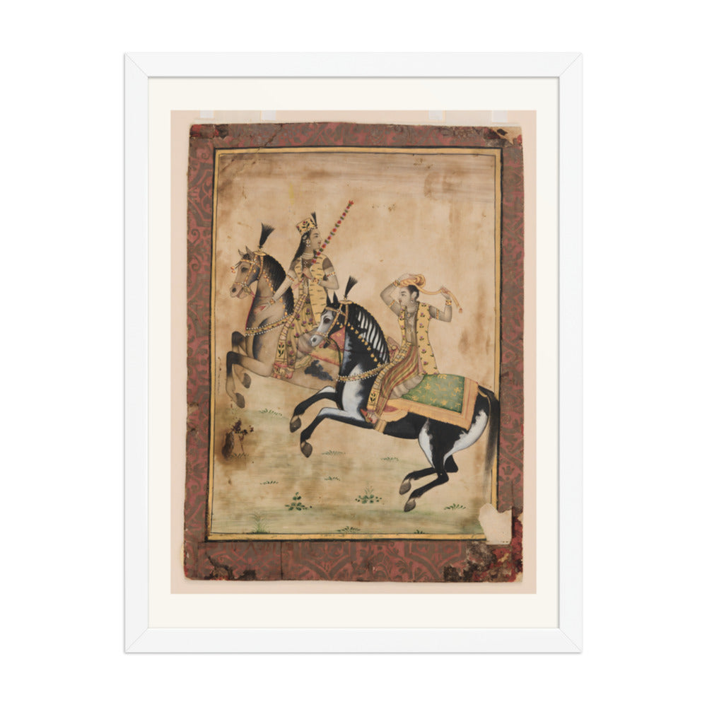 A Prince and Princess Riding — Restored Mughal Wall Art — view 5