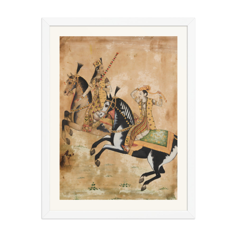 A Prince and Princess Riding — Restored Mughal Wall Art — view 5