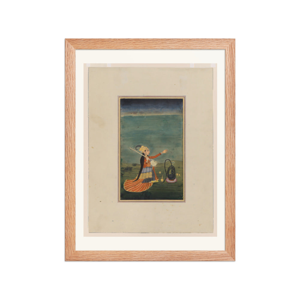 A Musician with a Tanpura — Restored Mughal Wall Art — view 4