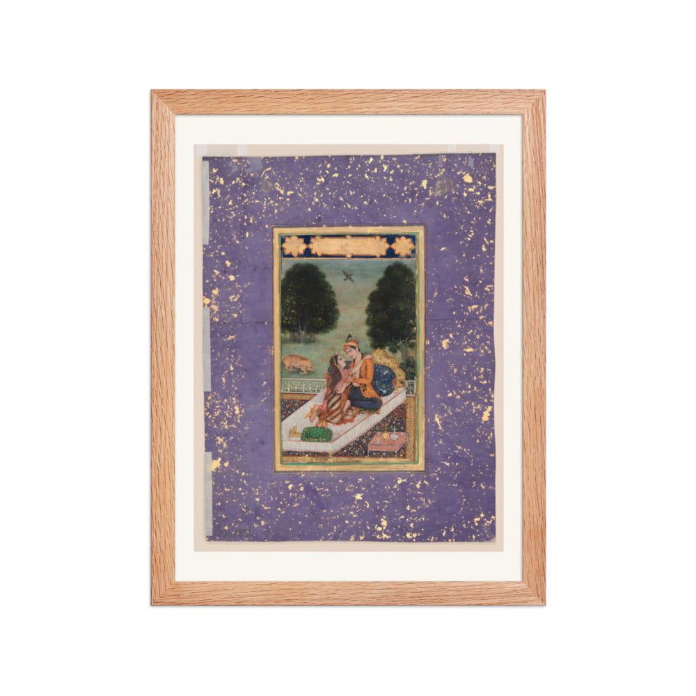 Lovers on a Terrace — Restored Mughal Wall Art — view 4