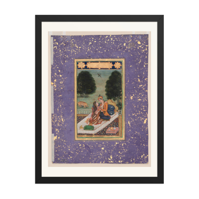 Lovers on a Terrace — Restored Mughal Wall Art