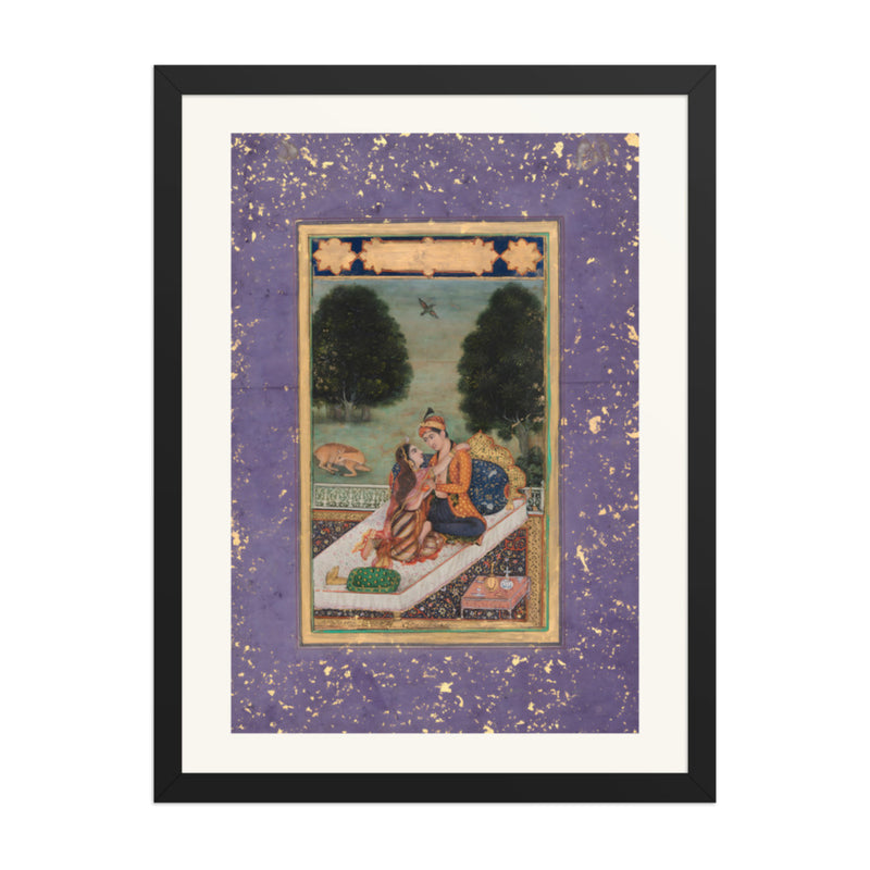 Lovers on a Terrace — Restored Mughal Wall Art
