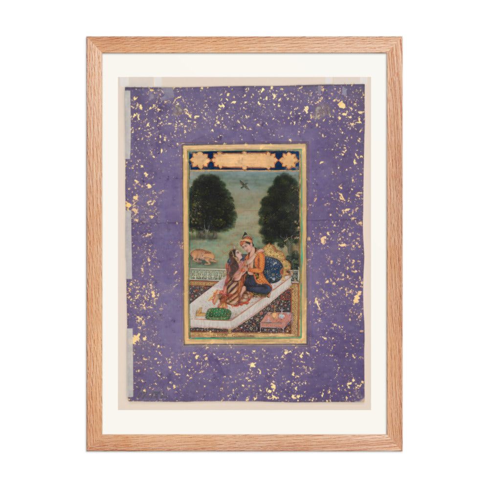 Lovers on a Terrace — Restored Mughal Wall Art — view 3