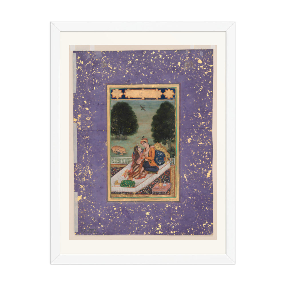 Lovers on a Terrace — Restored Mughal Wall Art — view 5
