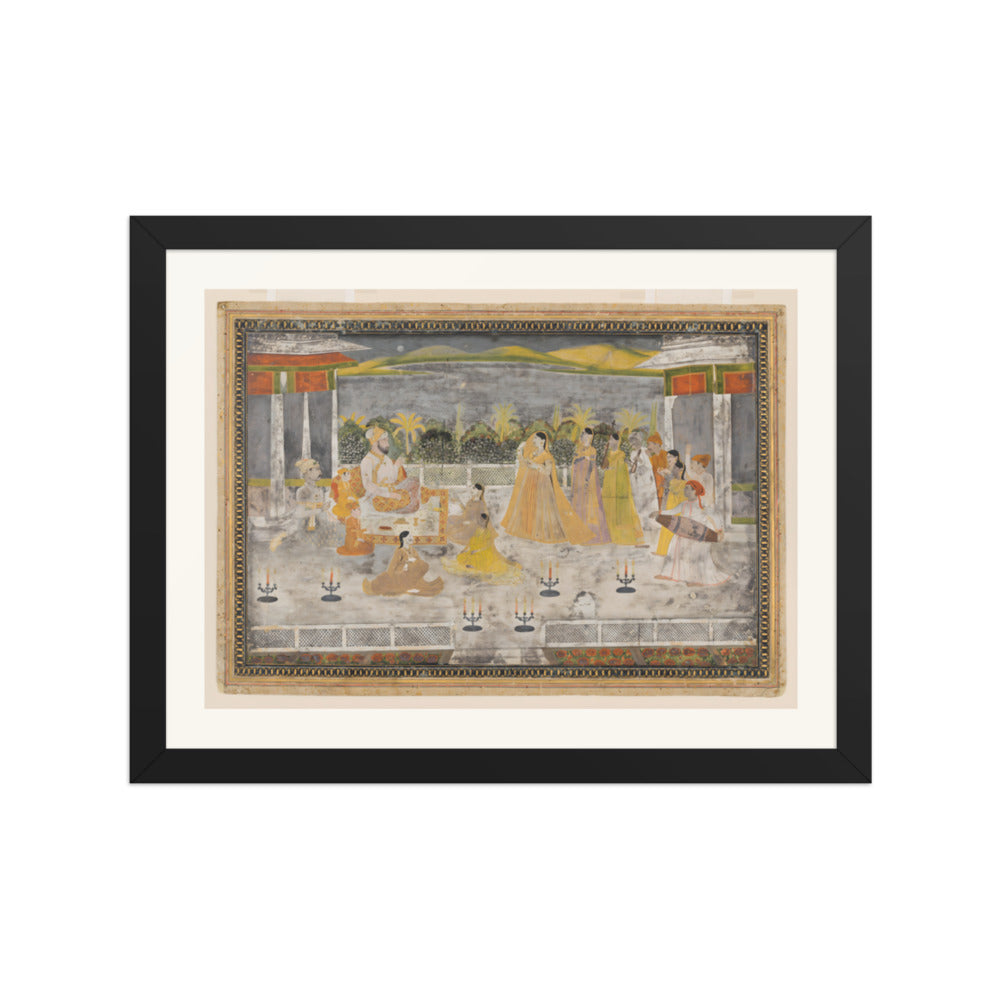A Palace Garden Gathering — Restored Mughal Wall Art — view 2