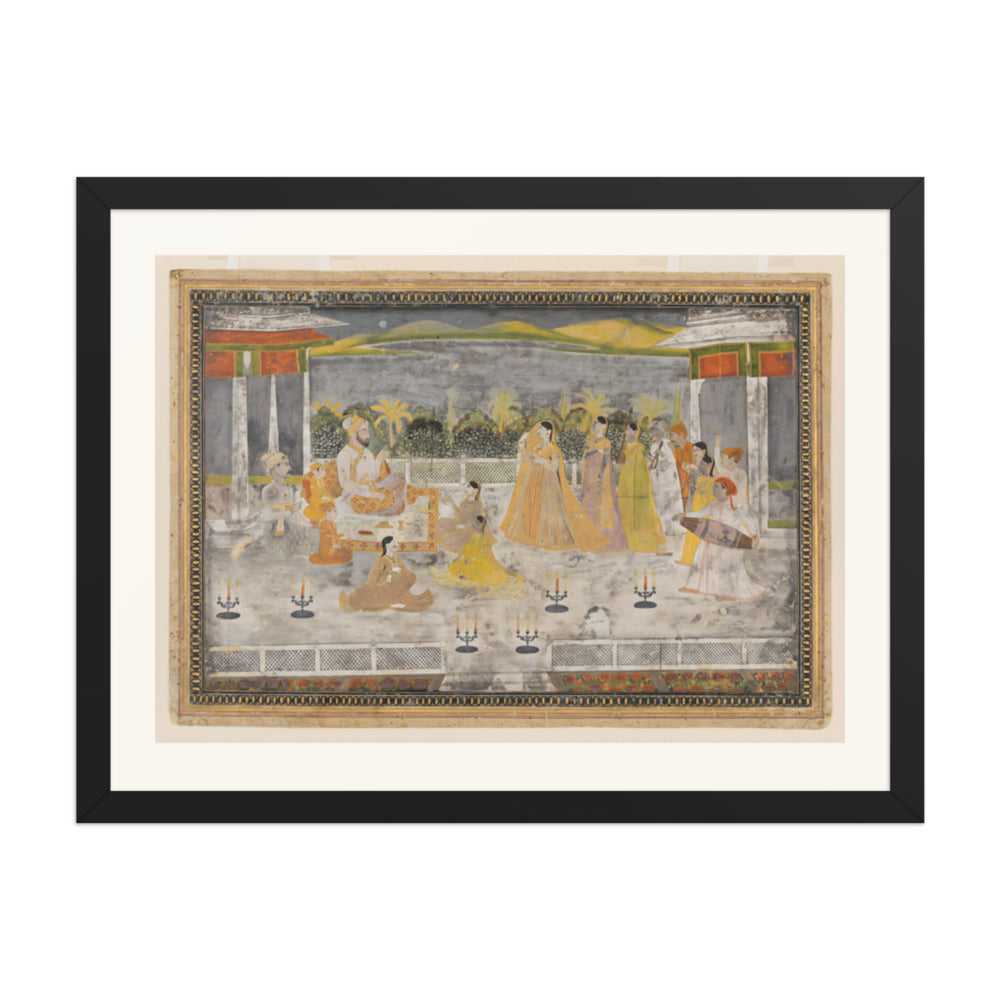 A Palace Garden Gathering — Restored Mughal Wall Art — view 1