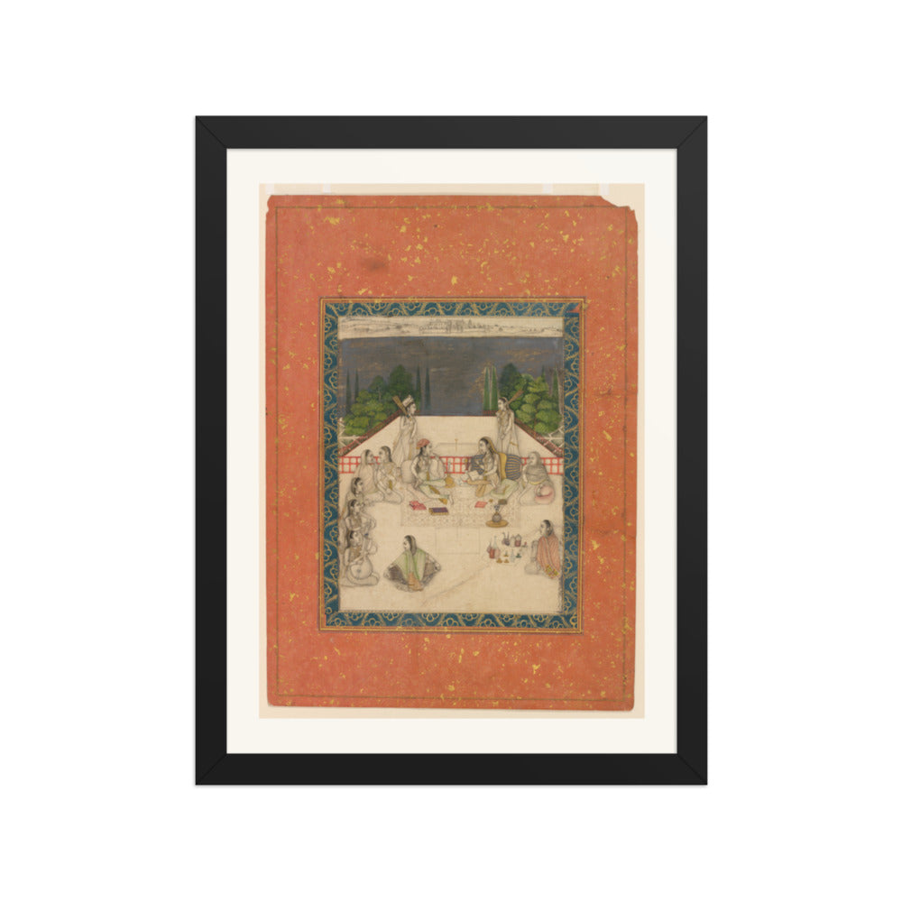 Two Women on a Terrace at Night — Restored Mughal Wall Art — view 2
