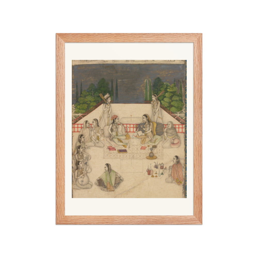 Two Women on a Terrace at Night — Restored Mughal Wall Art — view 4