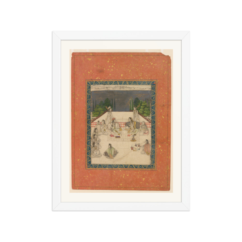Two Women on a Terrace at Night — Restored Mughal Wall Art — view 6