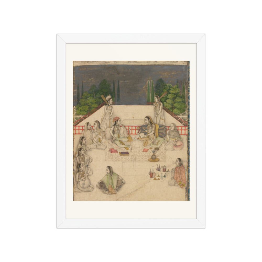 Two Women on a Terrace at Night — Restored Mughal Wall Art — view 6