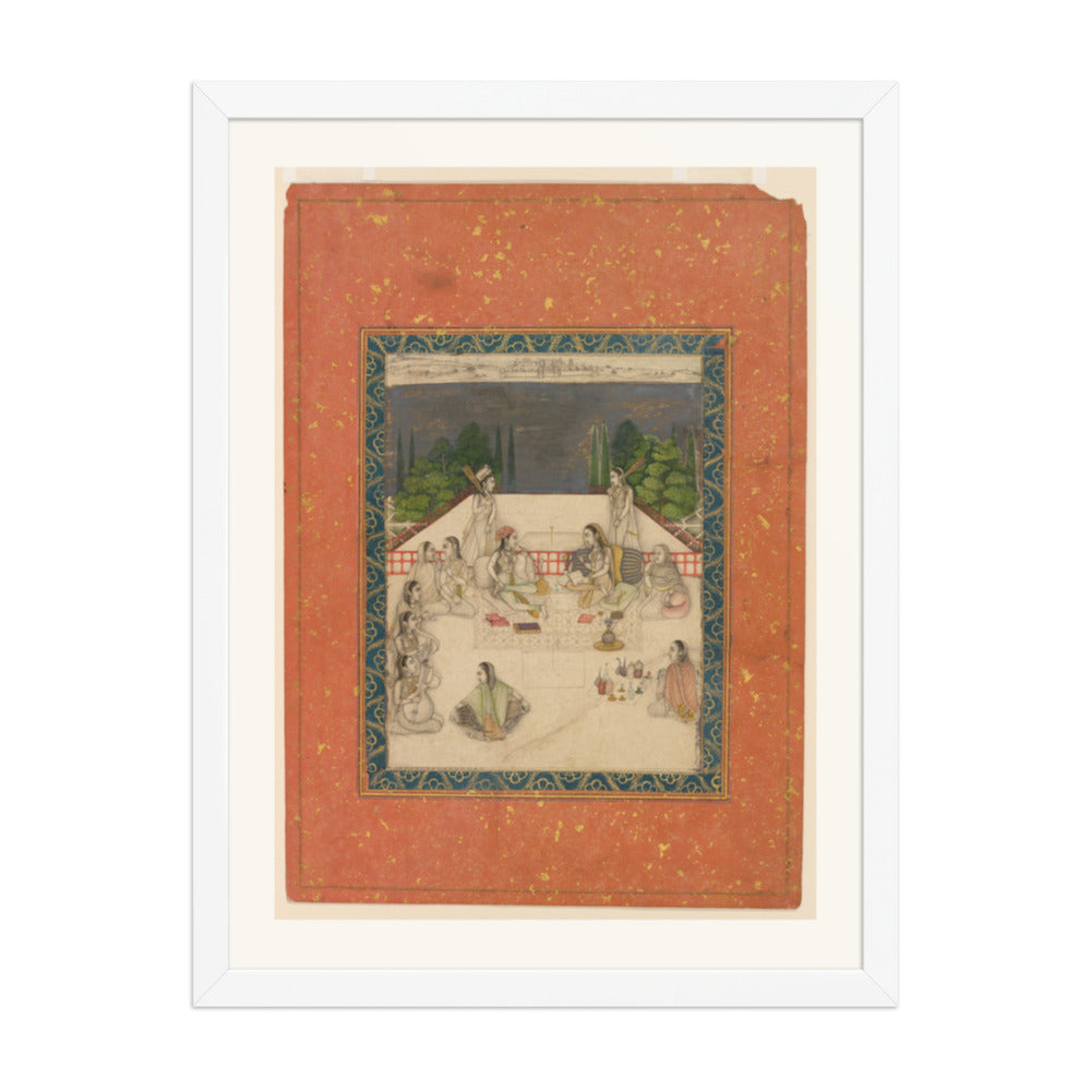 Two Women on a Terrace at Night — Restored Mughal Wall Art — view 5