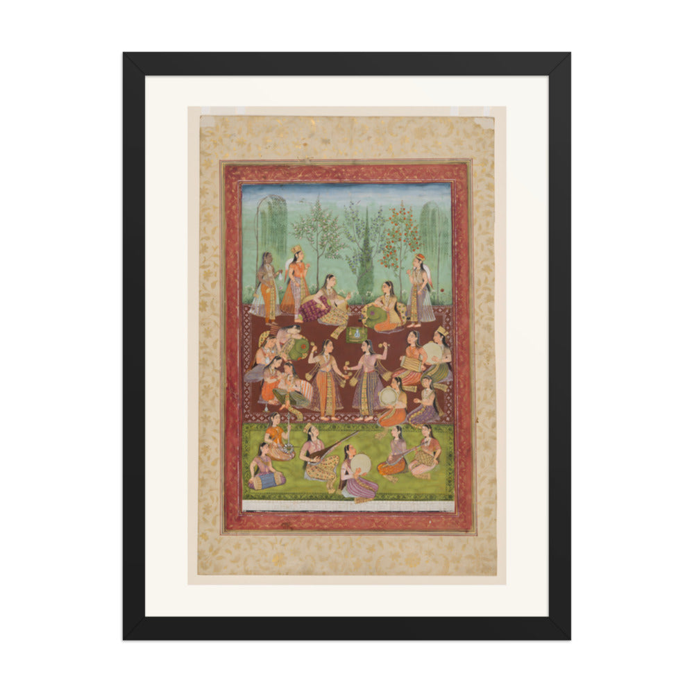 Women in a Garden — Restored Indian Court Wall Art — view 1