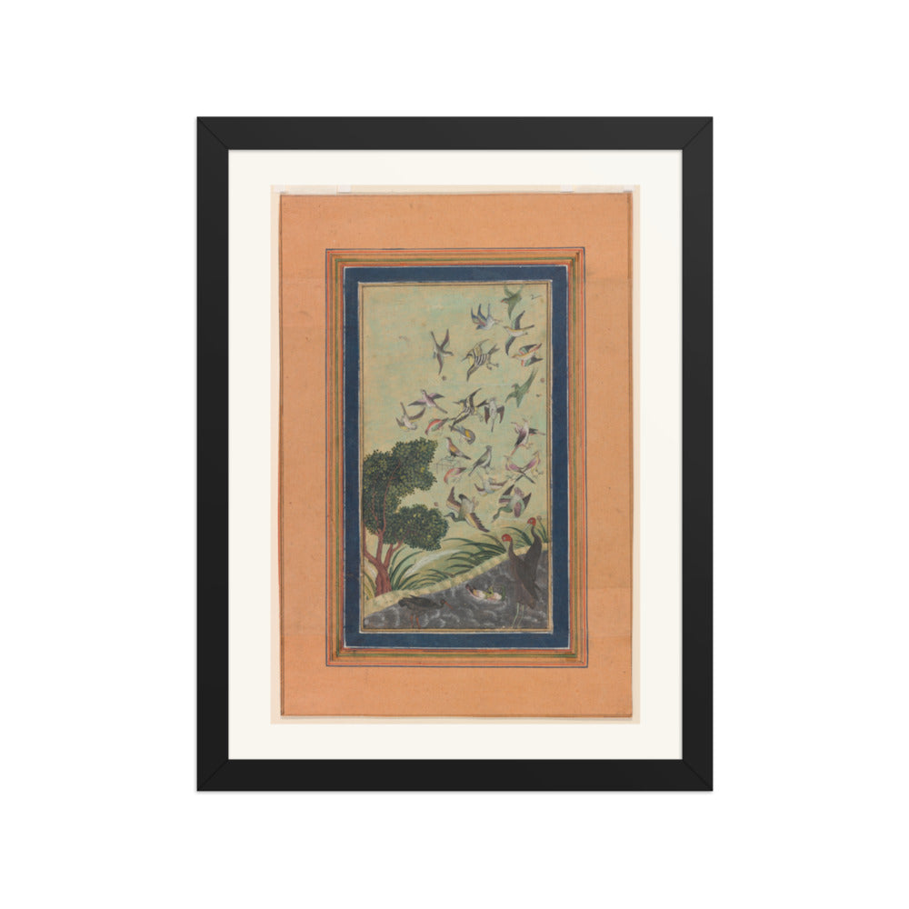 Birds in a Flowering Tree — Restored Mughal Wall Art — view 2