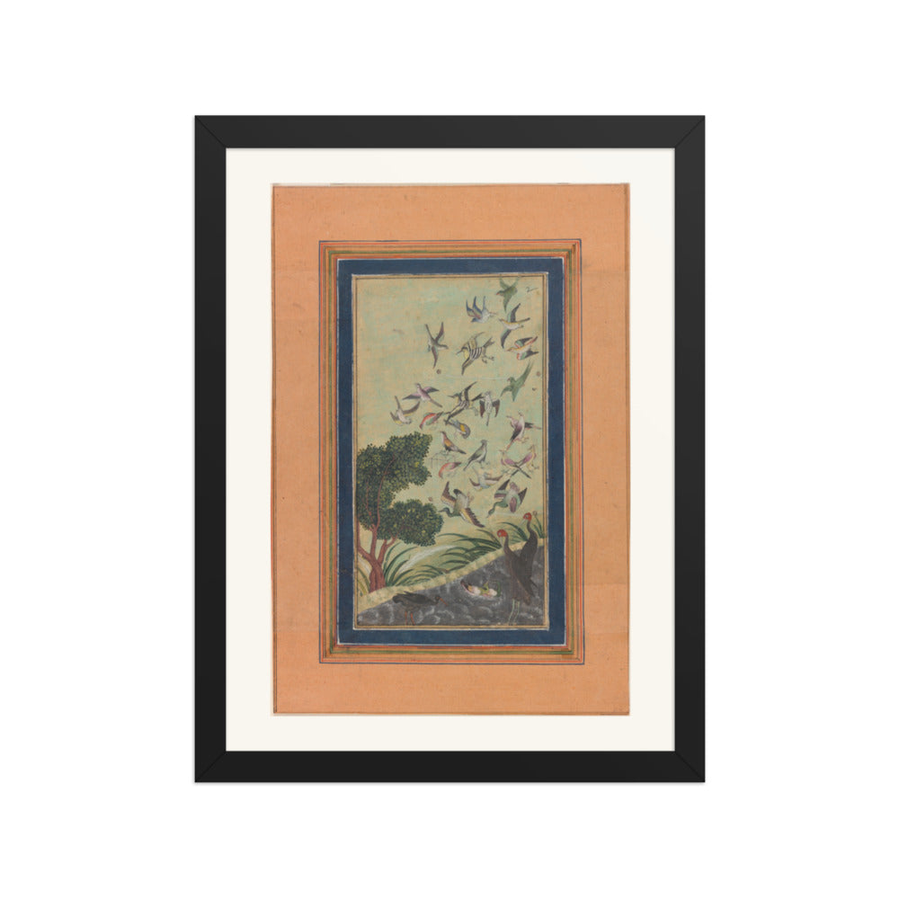Birds in a Flowering Tree — Restored Mughal Wall Art — view 2