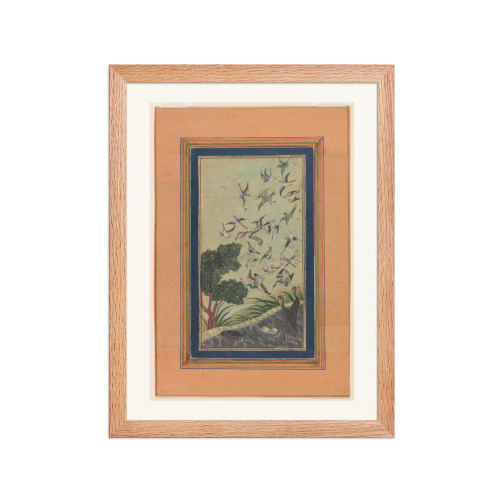 Birds in a Flowering Tree — Restored Mughal Wall Art — view 4