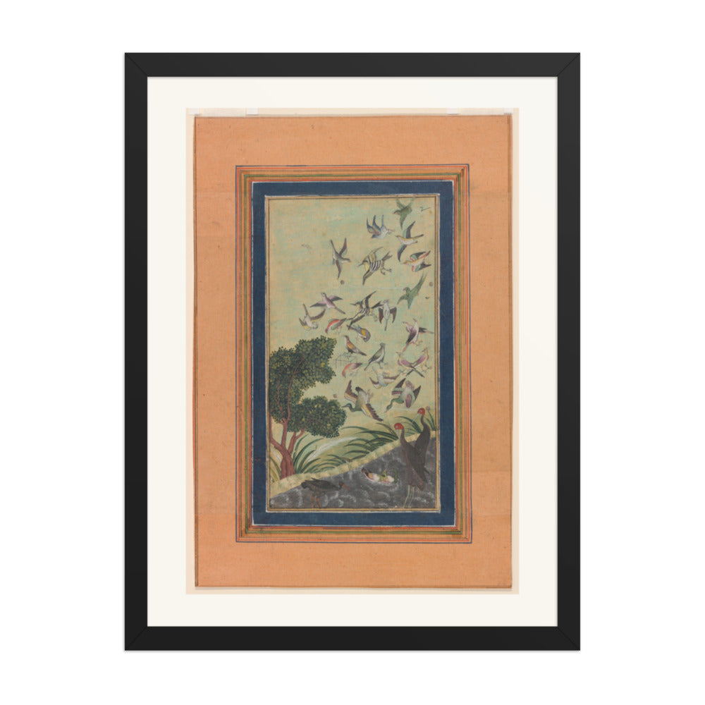 Birds in a Flowering Tree — Restored Mughal Wall Art — view 1