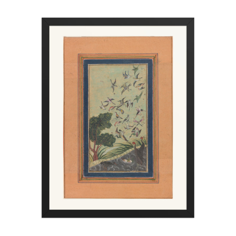 Birds in a Flowering Tree — Restored Mughal Wall Art