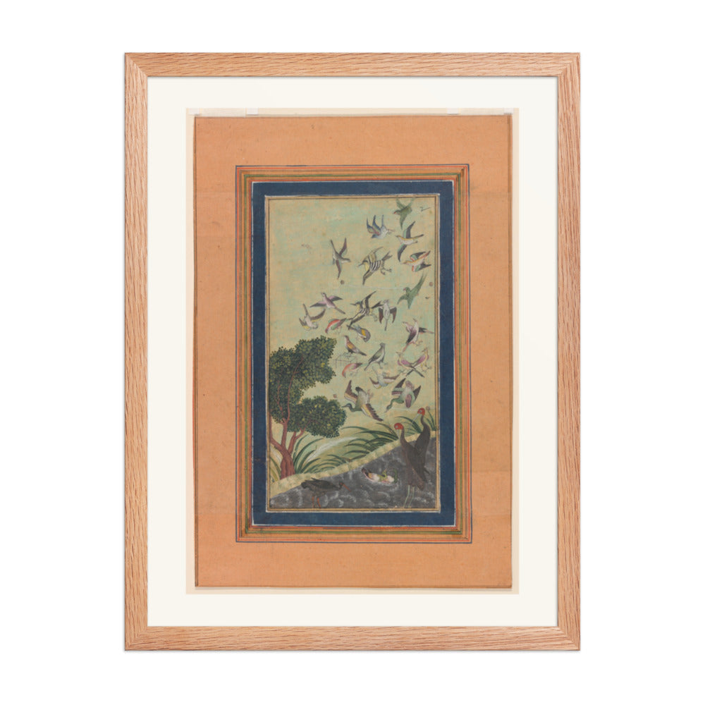 Birds in a Flowering Tree — Restored Mughal Wall Art — view 3
