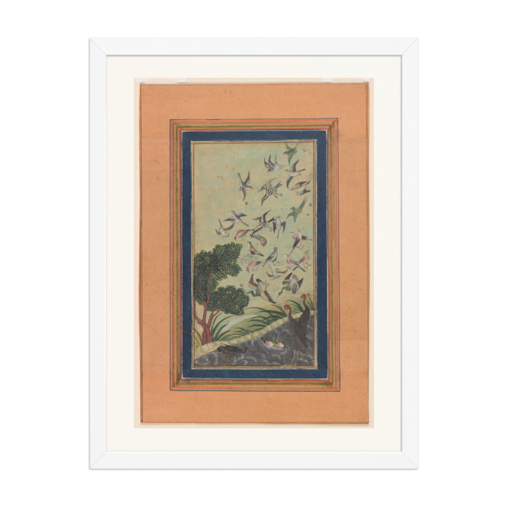 Birds in a Flowering Tree — Restored Mughal Wall Art — view 5