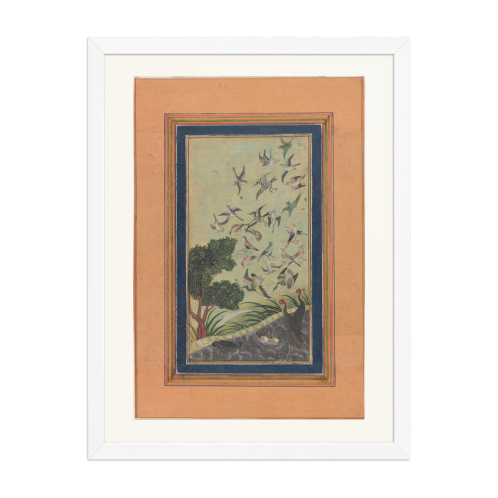 Birds in a Flowering Tree — Restored Mughal Wall Art — view 5