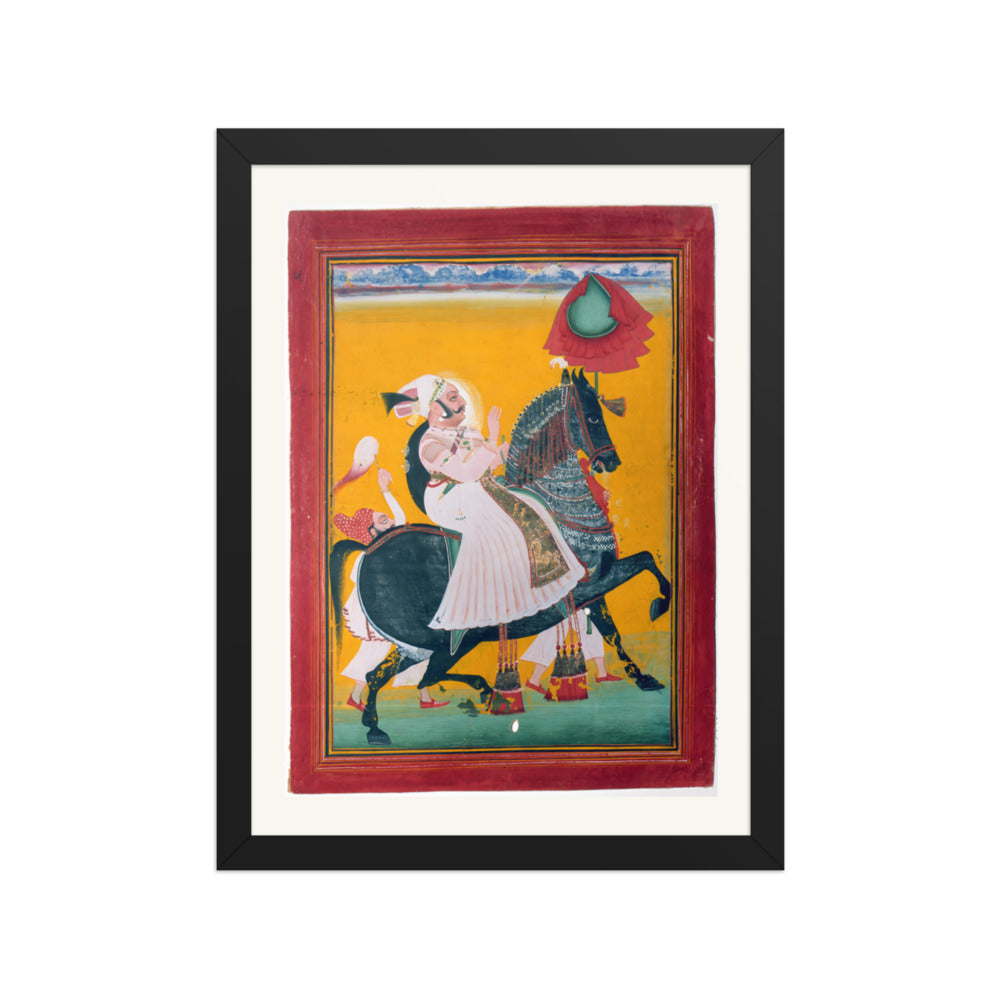 Rawat Ragho Das of Deogarh on Horseback — Restored Rajput Wall Art — view 2