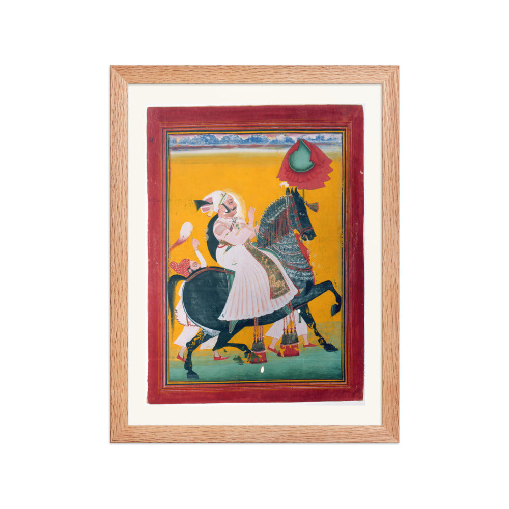 Rawat Ragho Das of Deogarh on Horseback — Restored Rajput Wall Art — view 4