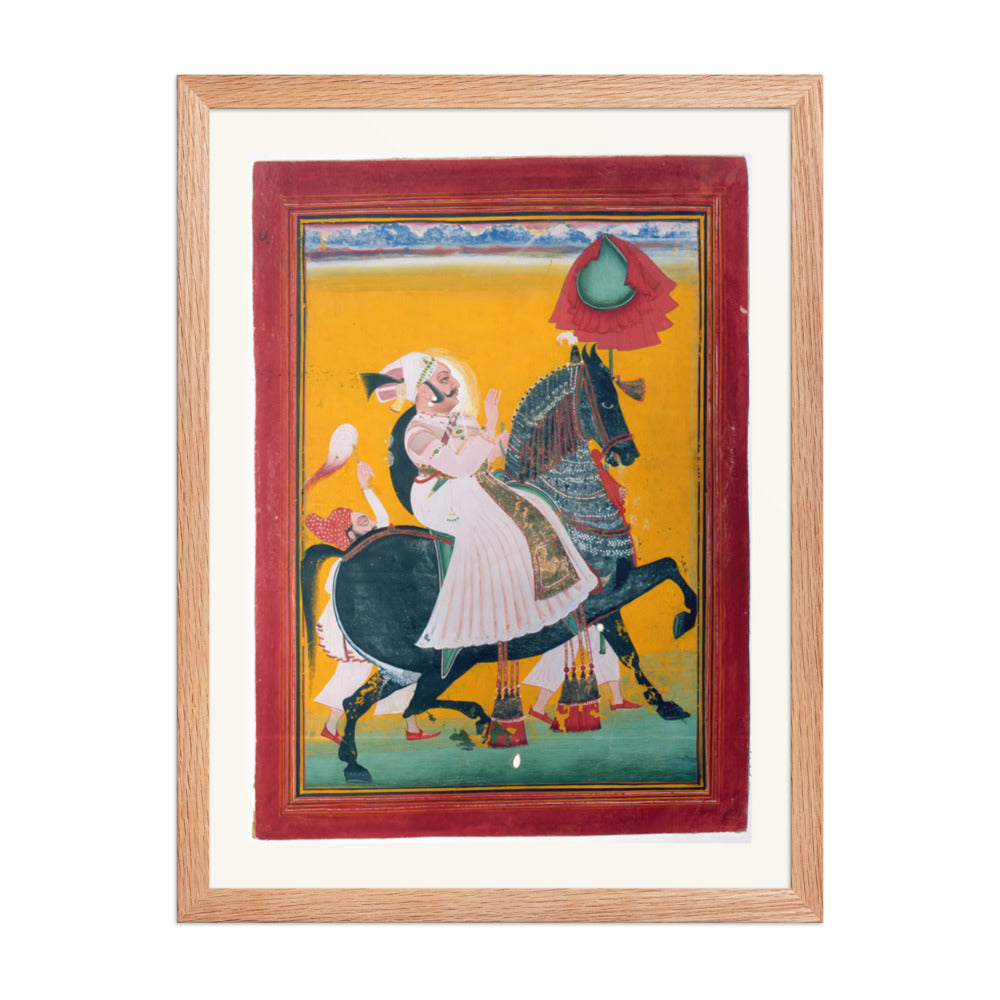 Rawat Ragho Das of Deogarh on Horseback — Restored Rajput Wall Art — view 3