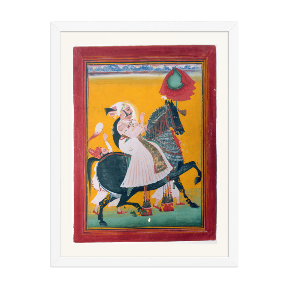 Rawat Ragho Das of Deogarh on Horseback — Restored Rajput Wall Art — view 5