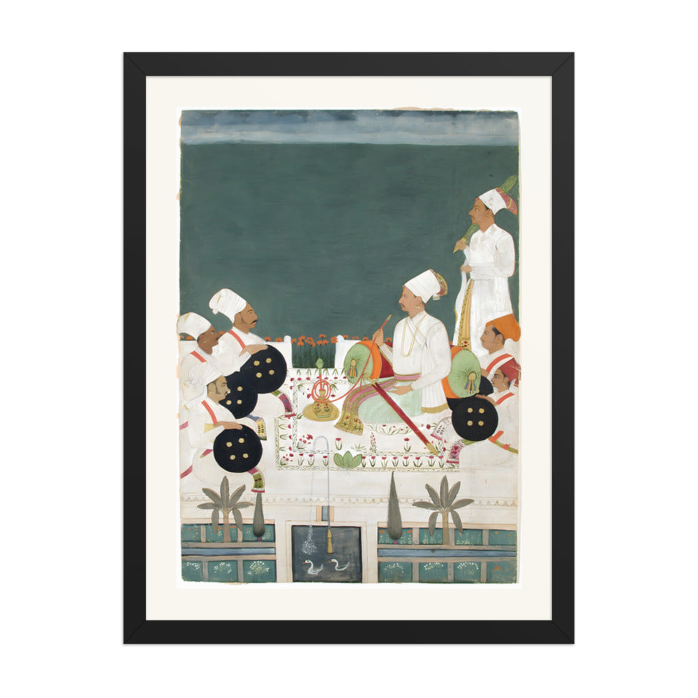 A Rathore Chief with His Kinsmen — Restored Rajput Wall Art — view 1
