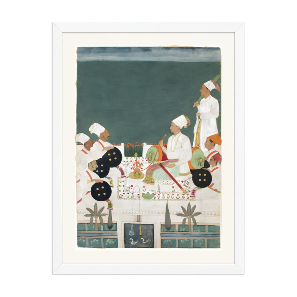 A Rathore Chief with His Kinsmen — Restored Rajput Wall Art — view 5
