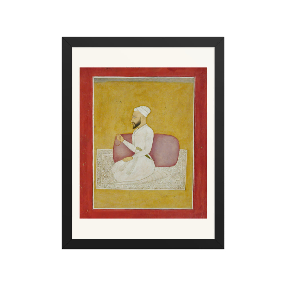 Adina Beg Khan at His Prayer Beads — Restored Mughal Wall Art — view 2