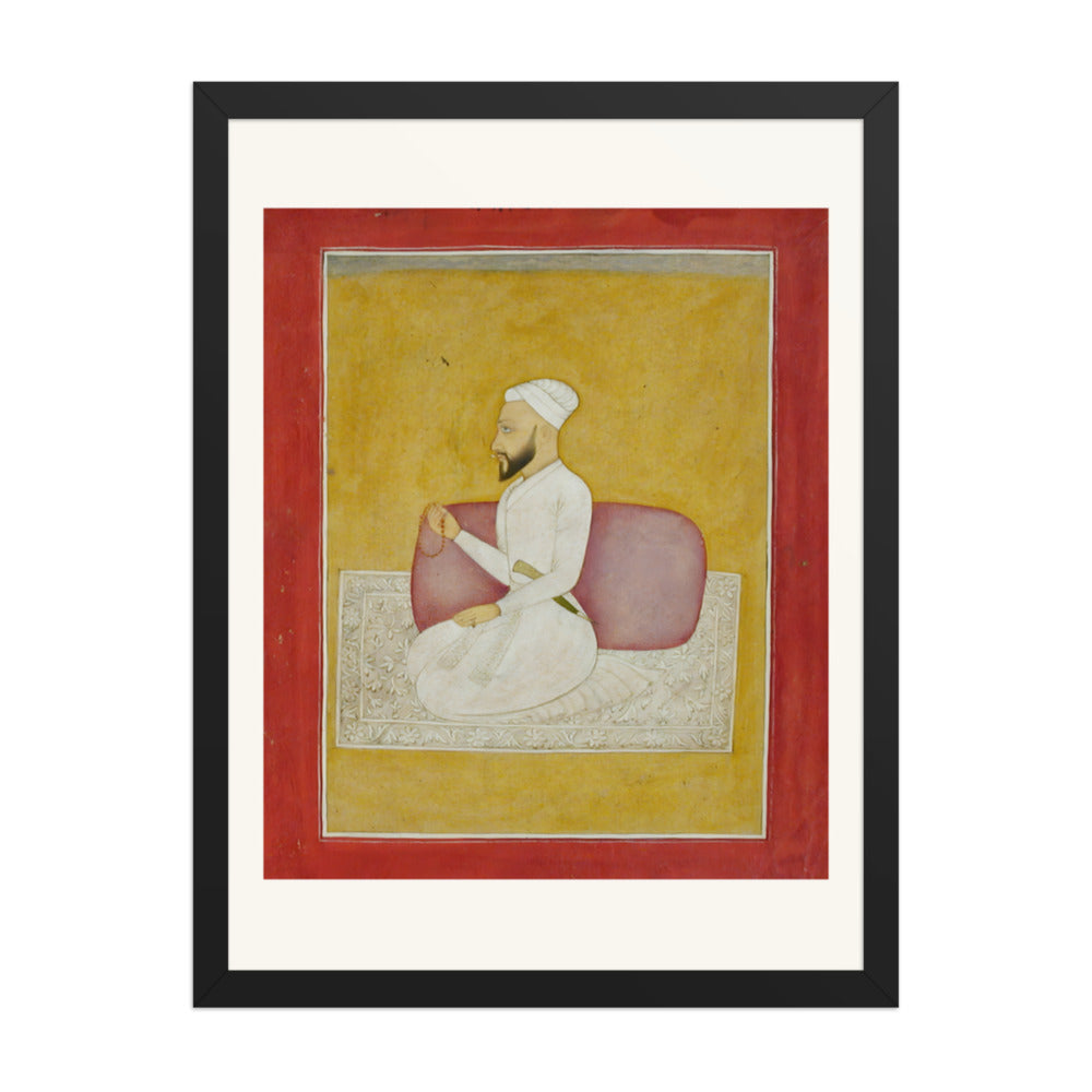 Adina Beg Khan at His Prayer Beads — Restored Mughal Wall Art — view 1